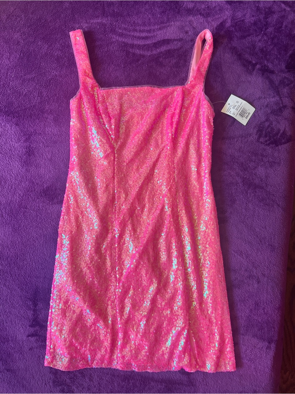 DB STUDIO-The Edit Iridescent Soft Pink Sequin Mini Dress with Size M